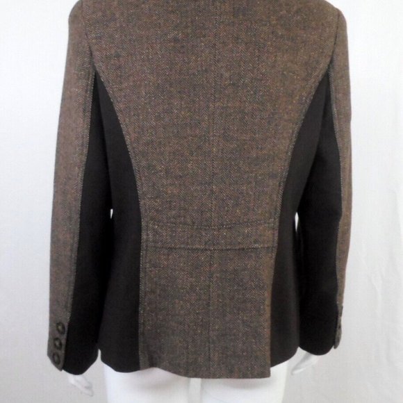 NWT Coldwater Creek Mixed Media Tweed Jacket Blazer Brown Herringbone - Picture 6 of 9